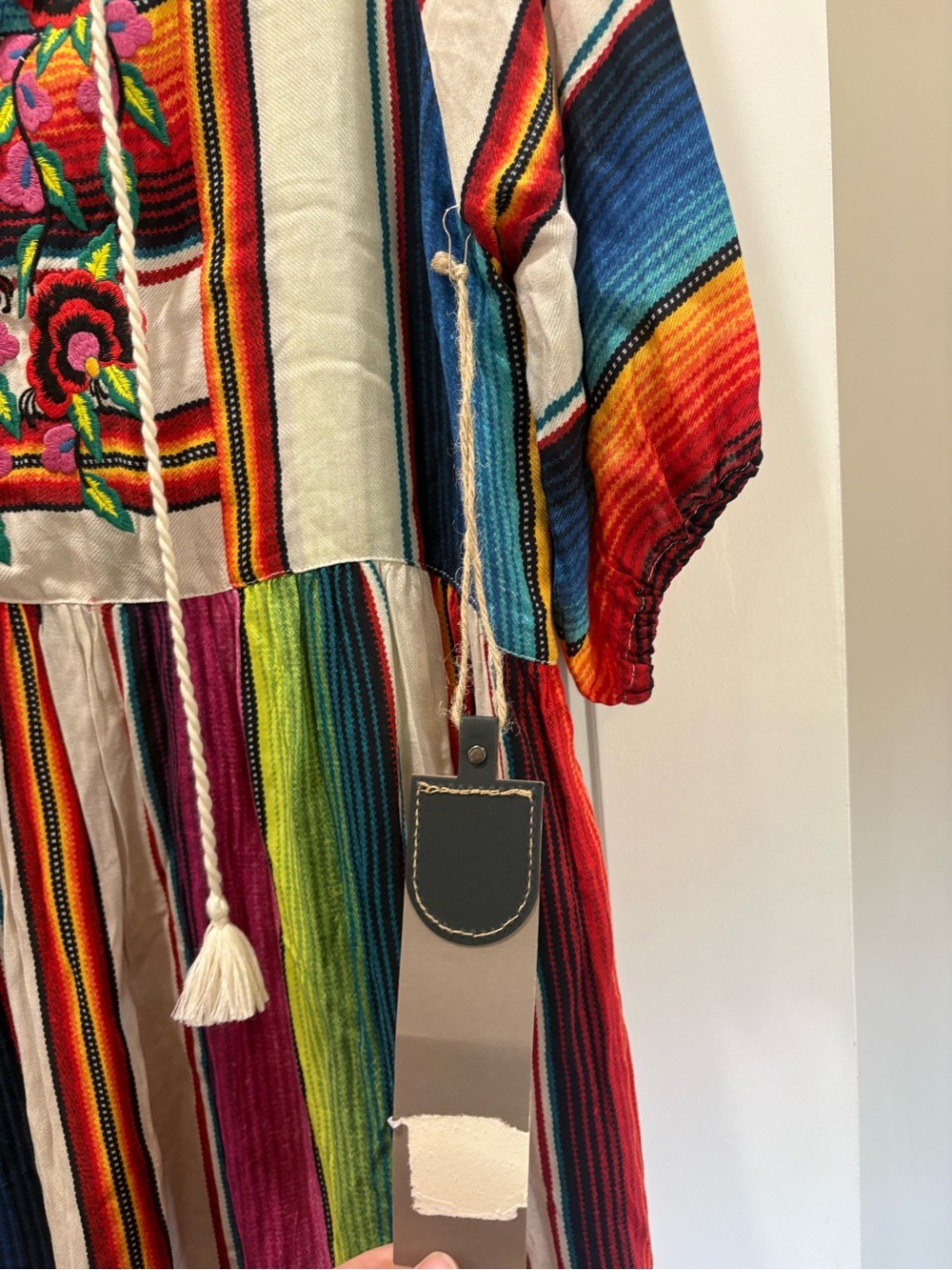 Double D Ranch Multicolor Striped Embroidered Boho Dress - Picture 4 of 5